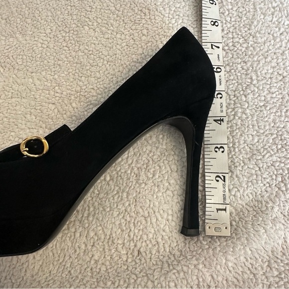 YSL Yves Saint Laurent Black Suede Platform Mary Jane Heels Shoes - Picture 6 of 16